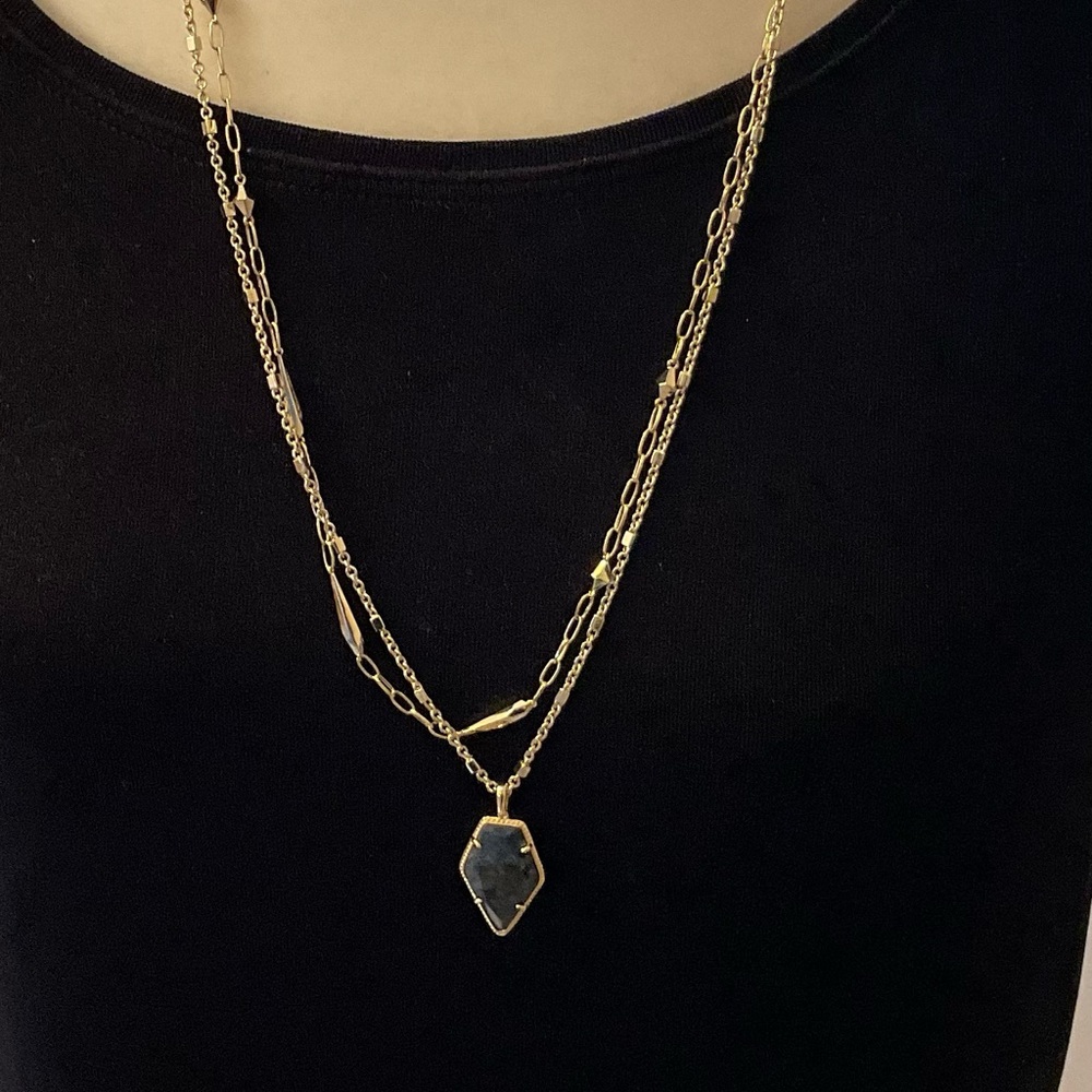 Kendra Scott Framed Tessa Multi Strand Necklace - NWT - Blue Lapis - Picture 2 of 14